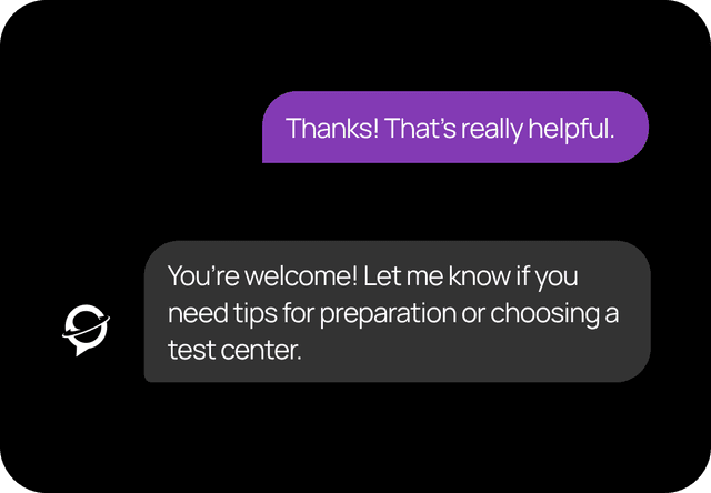 Chat interface showing student conversation